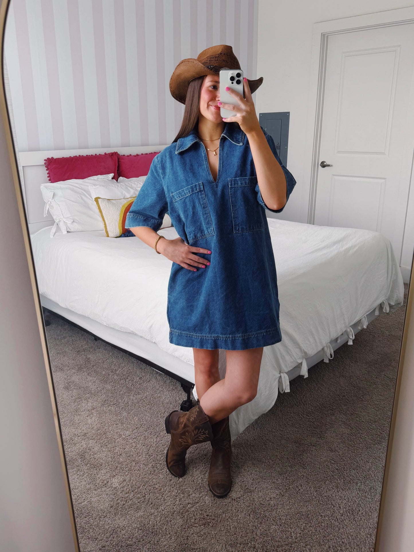 Country Roads Denim Shirt Dress