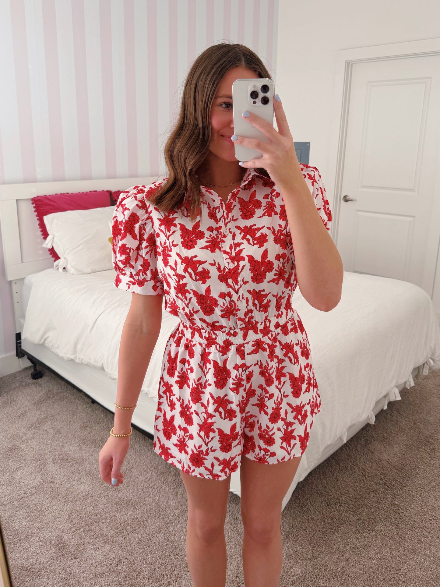 Flower Power Puff Sleeve Romper