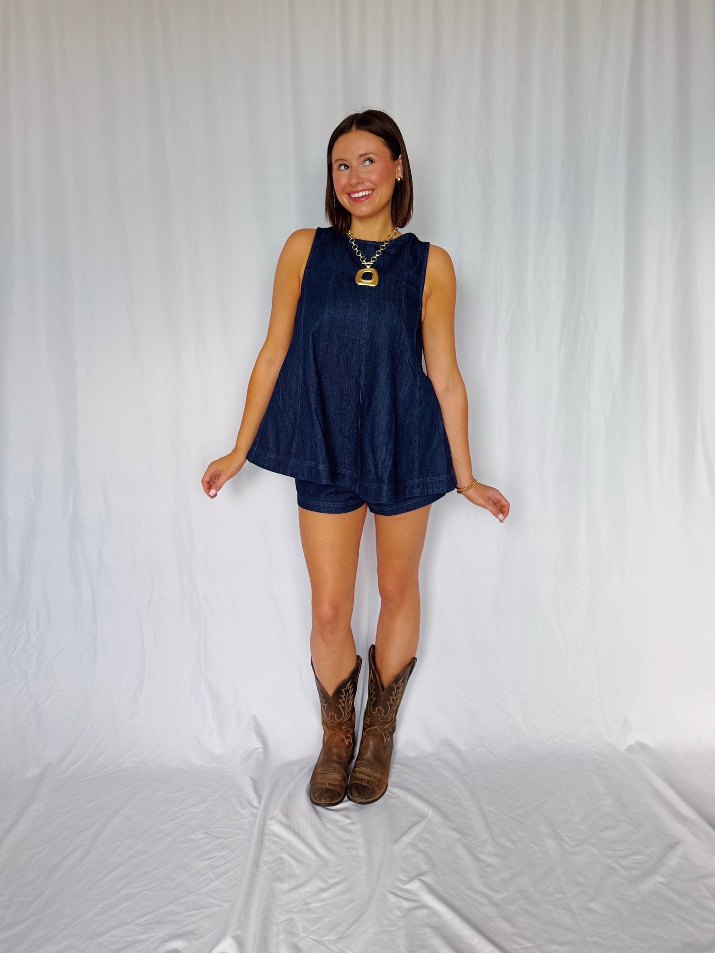 Desert Breeze Denim Top & Shorts Set
