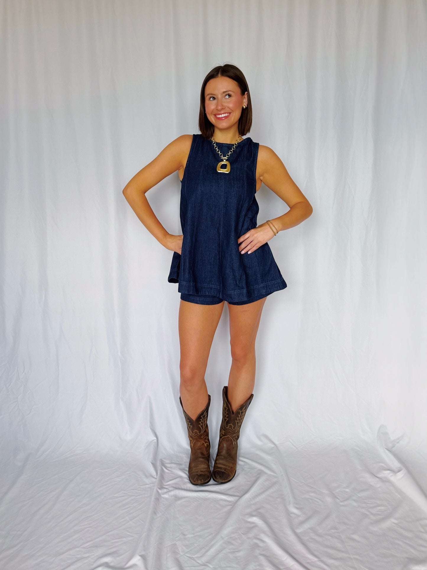 Desert Breeze Denim Top & Shorts Set