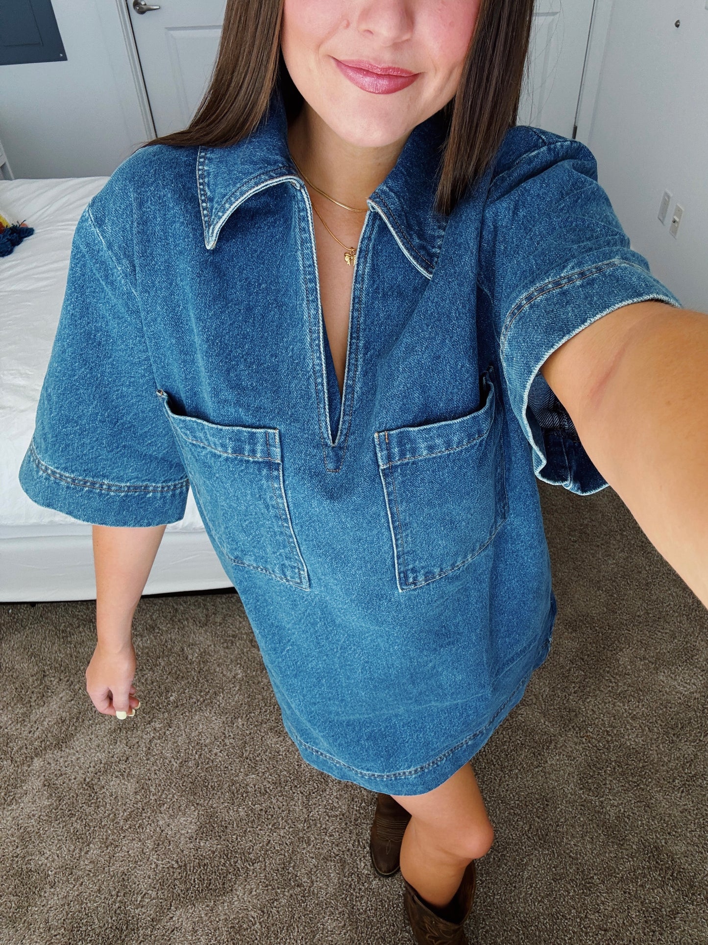 Country Roads Denim Shirt Dress