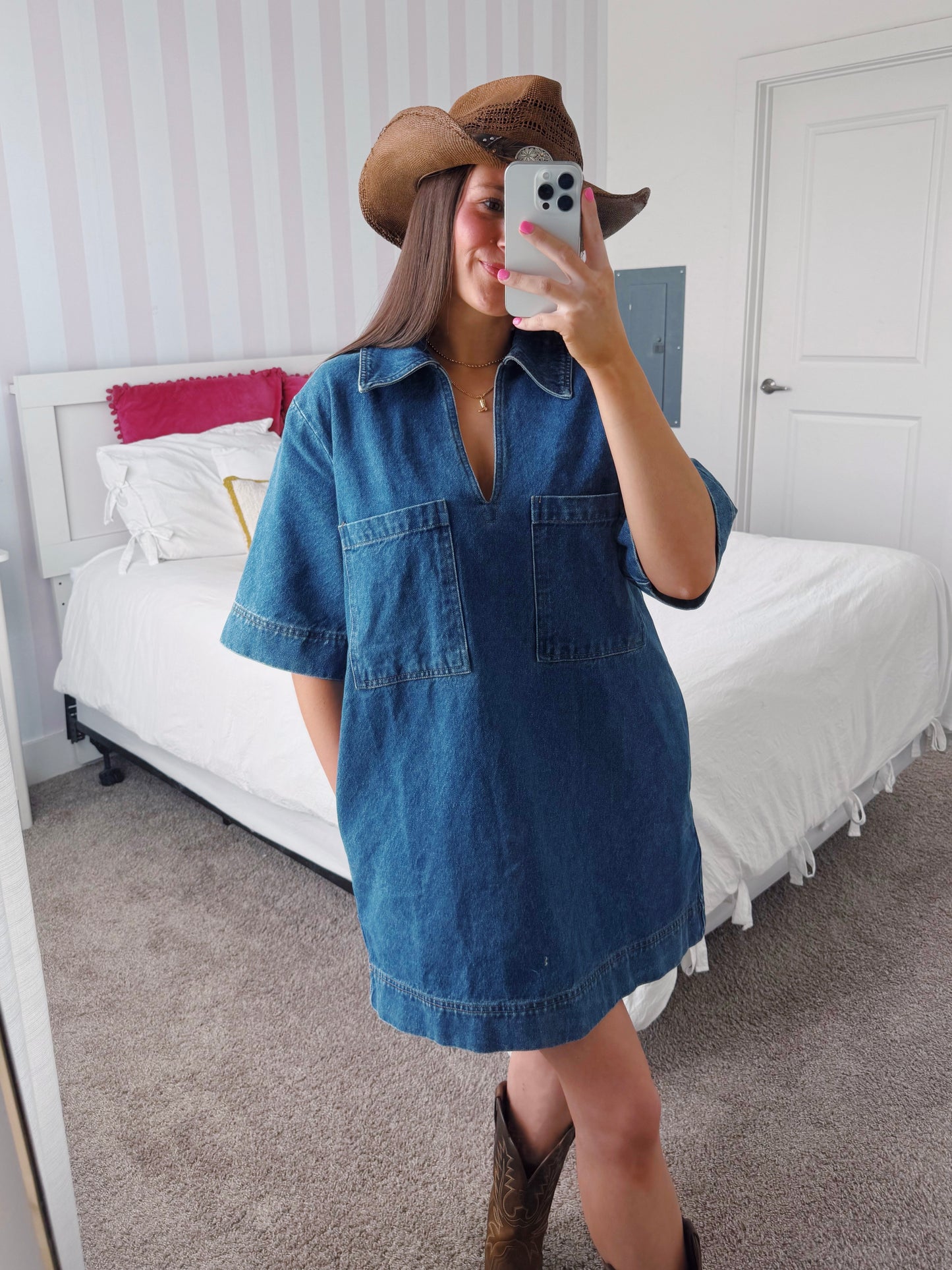 Country Roads Denim Shirt Dress
