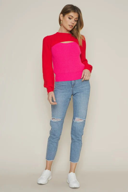 Stupid Cupid Colorblock Cutout Sweater