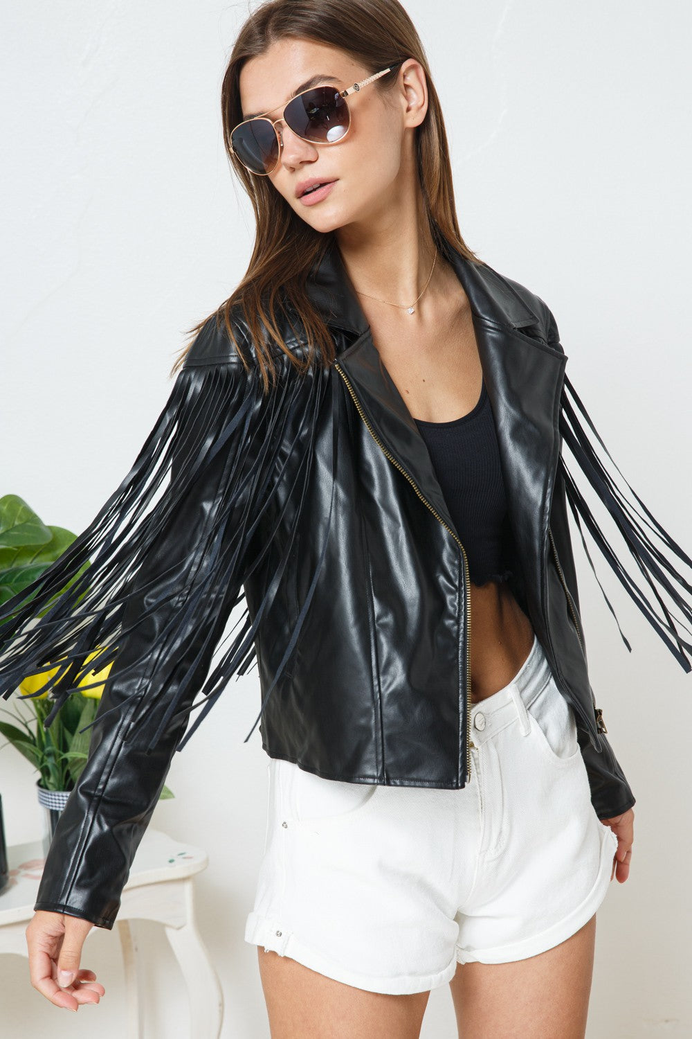 Wild West Faux Leather Fringe Jacket