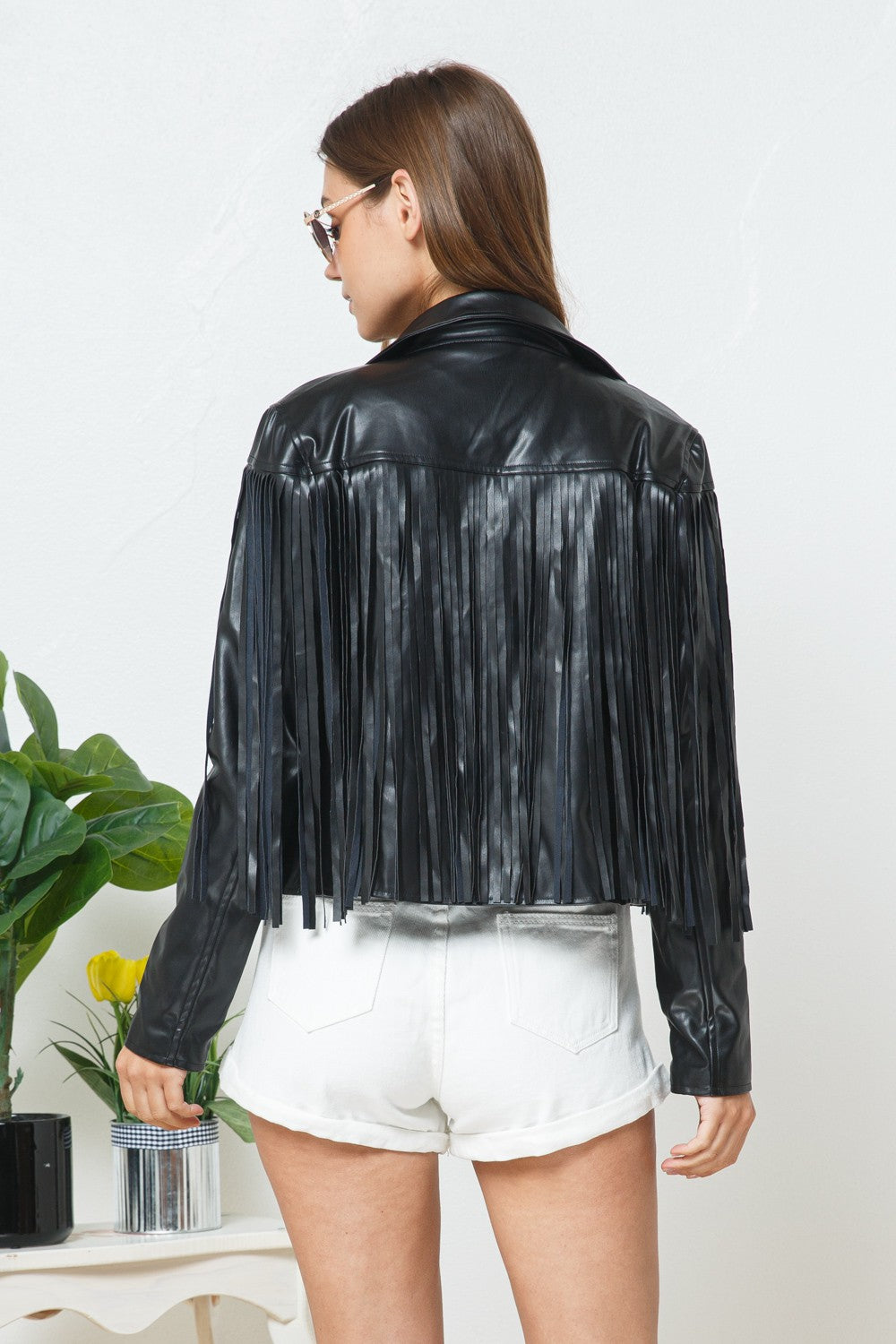 Wild West Faux Leather Fringe Jacket