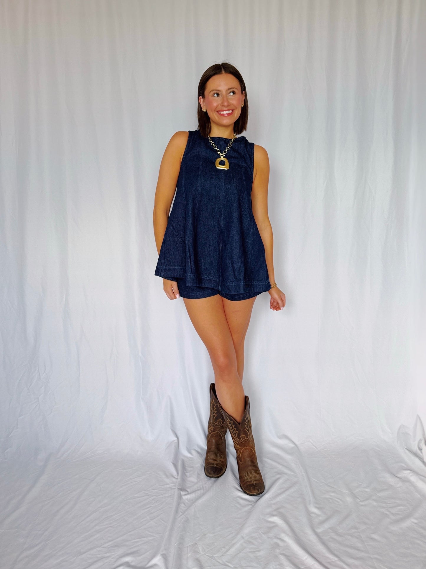 Desert Breeze Denim Top & Shorts Set