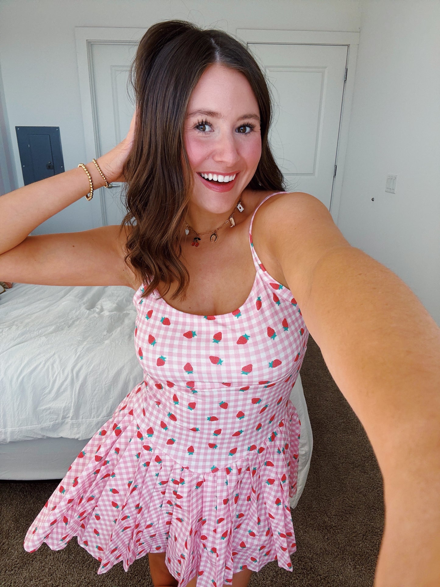 Tutti Frutti Strawberry Athletic Romper Dress