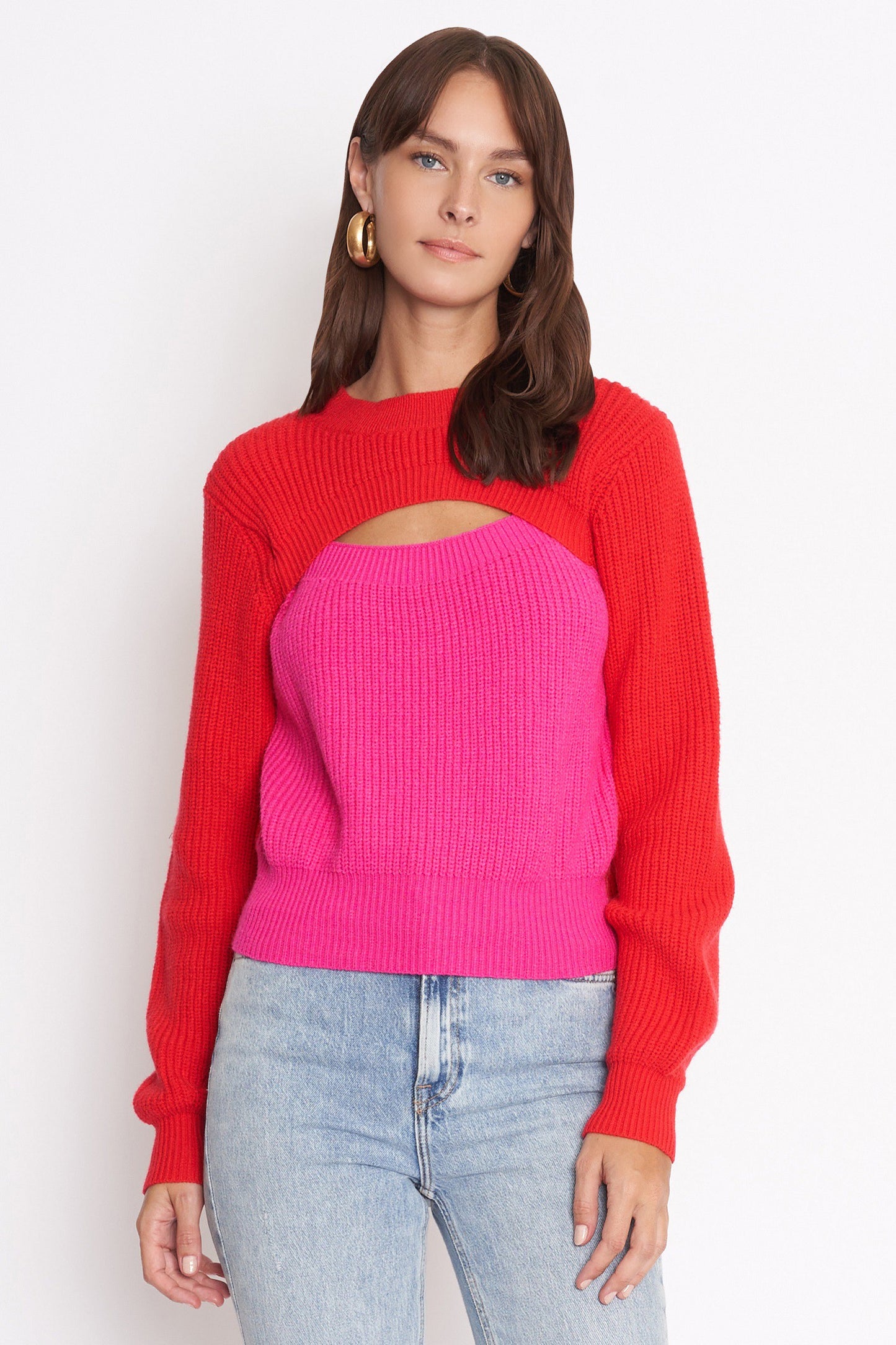 Stupid Cupid Colorblock Cutout Sweater