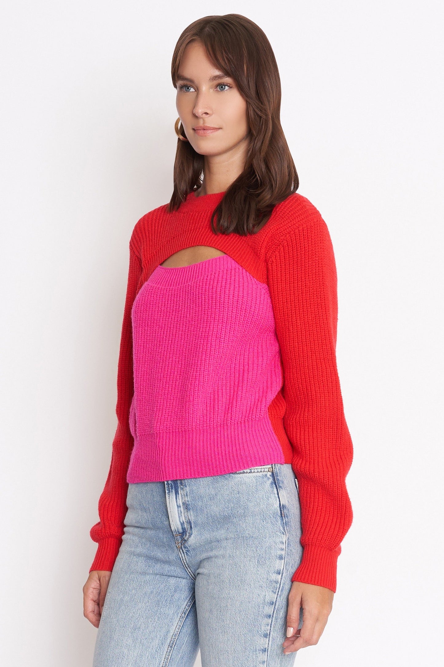 Stupid Cupid Colorblock Cutout Sweater
