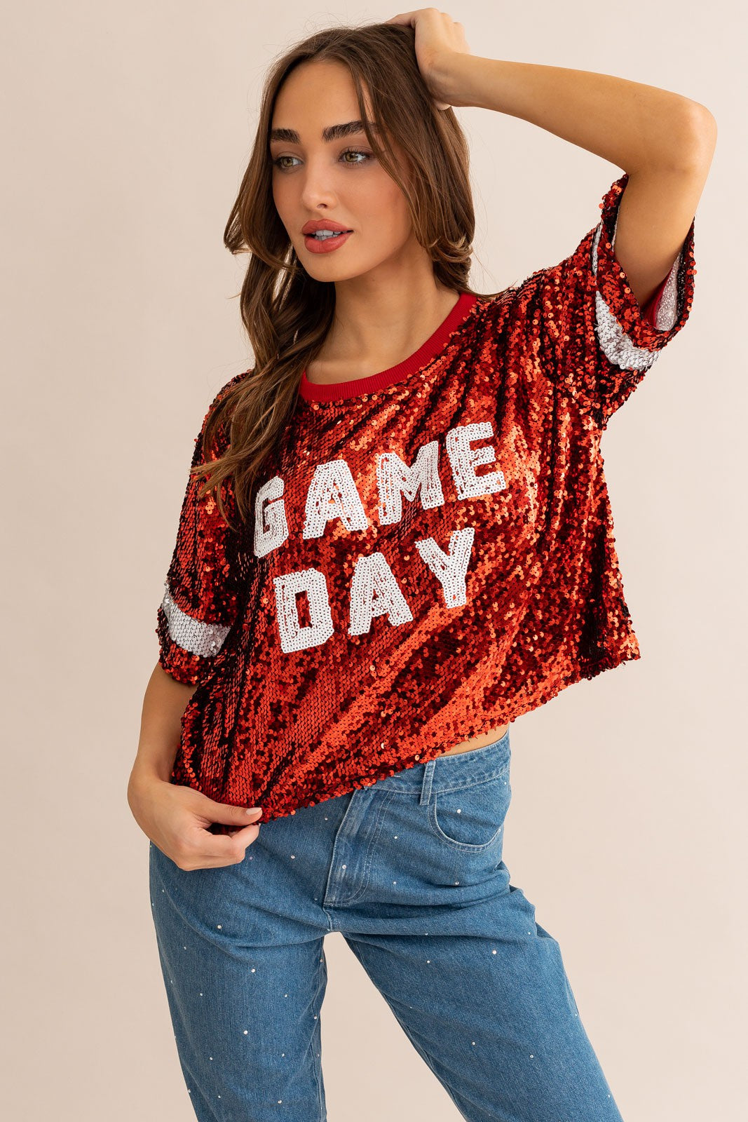 Gameday Everyday Sequin Cropped Tee