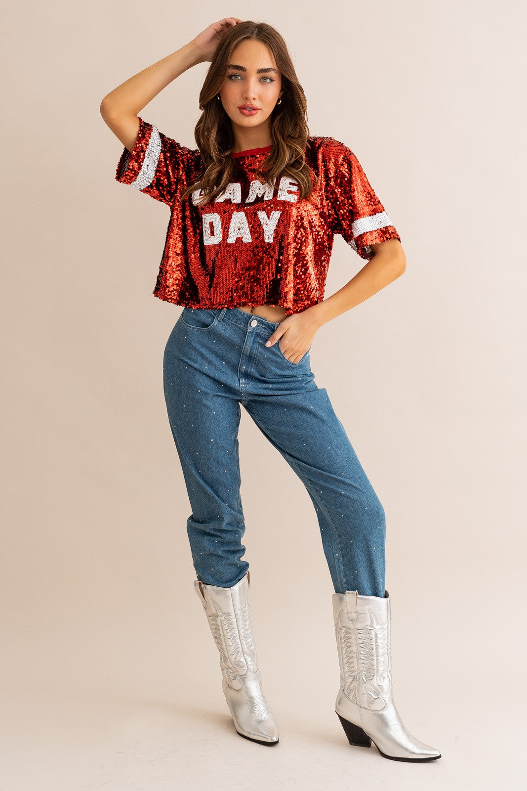 Gameday Everyday Sequin Cropped Tee