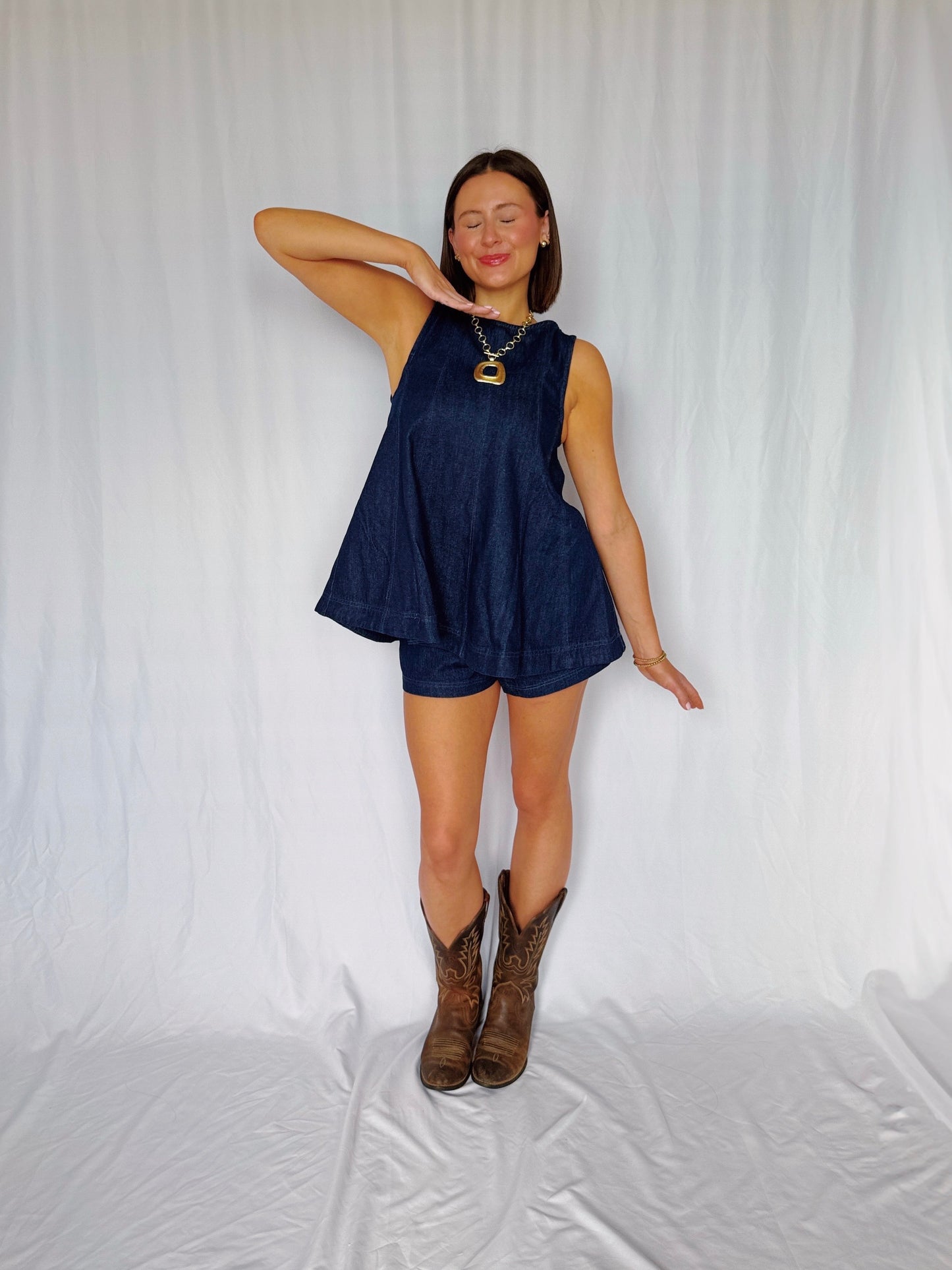 Desert Breeze Denim Top & Shorts Set