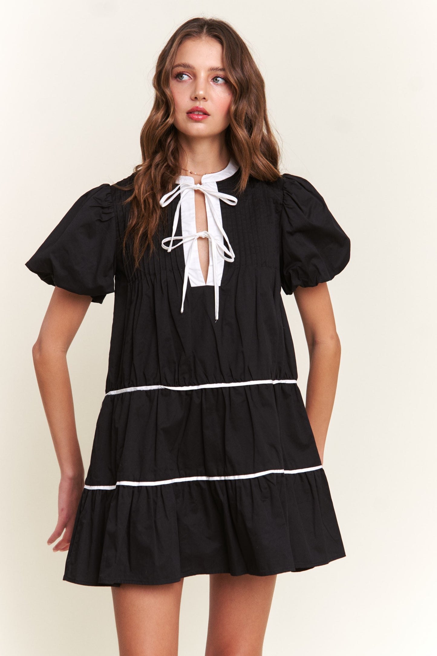 Witching Hour Puff Sleeve Tiered Dress