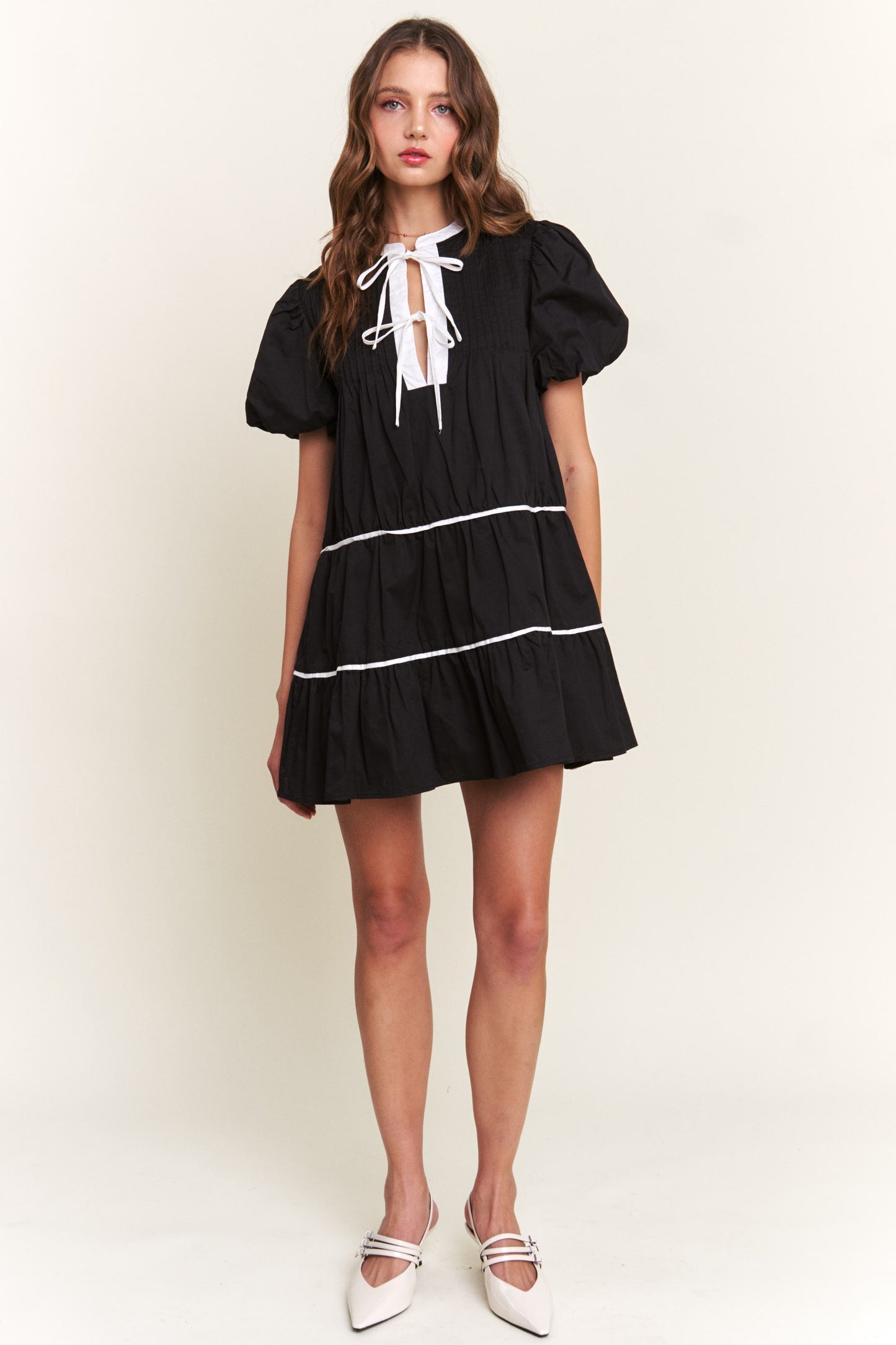Witching Hour Puff Sleeve Tiered Dress