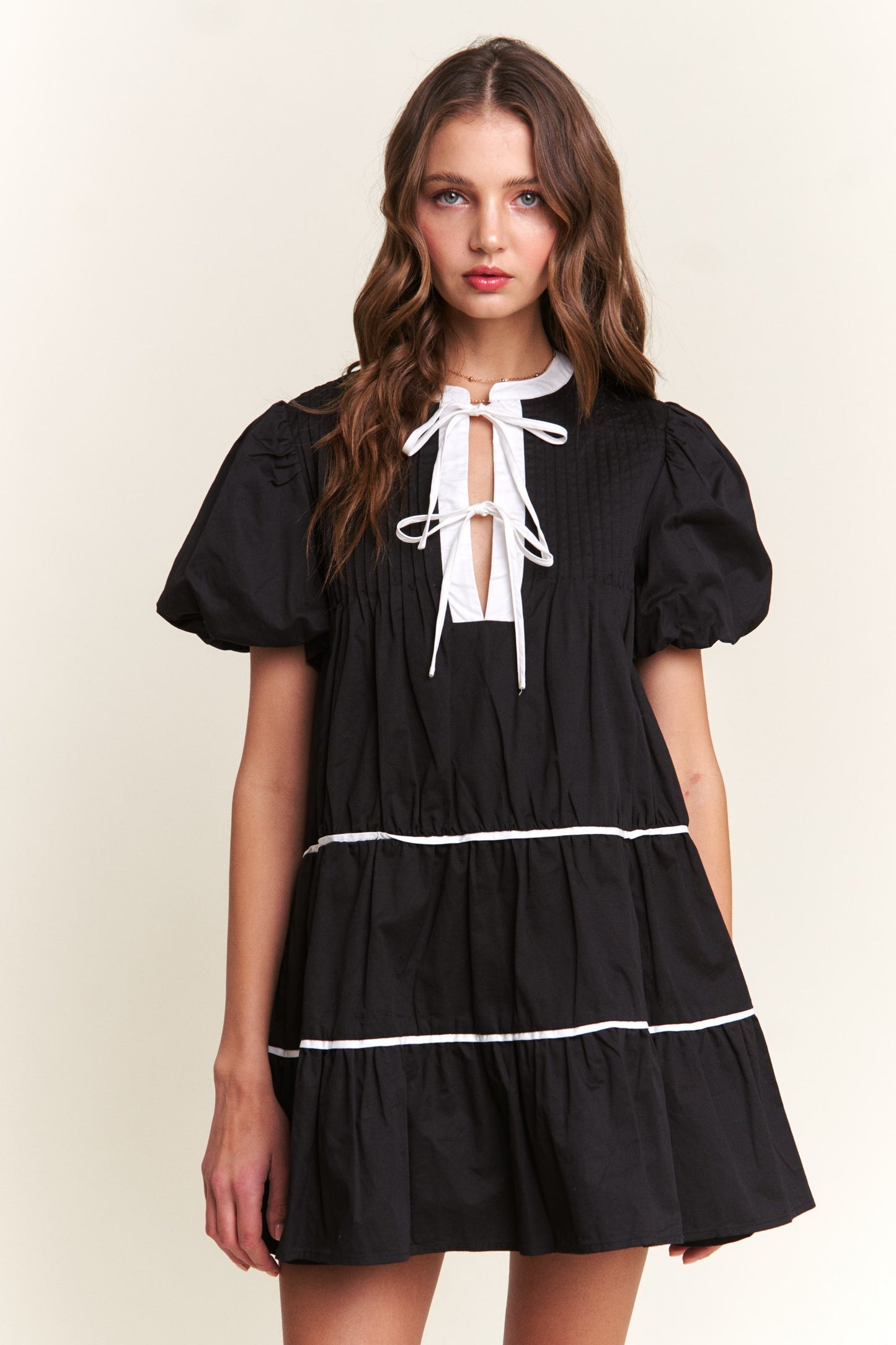 Witching Hour Puff Sleeve Tiered Dress
