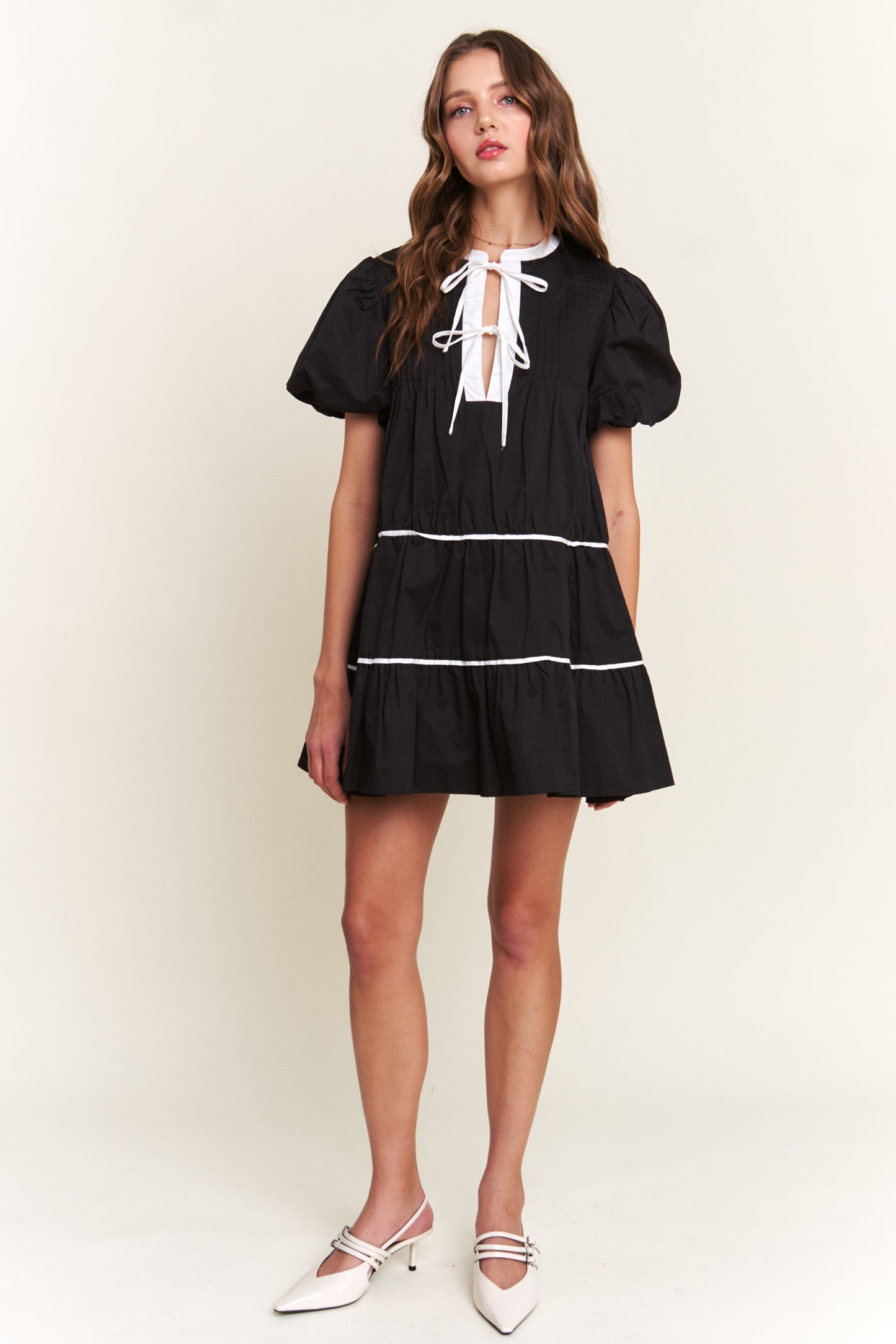 Witching Hour Puff Sleeve Tiered Dress