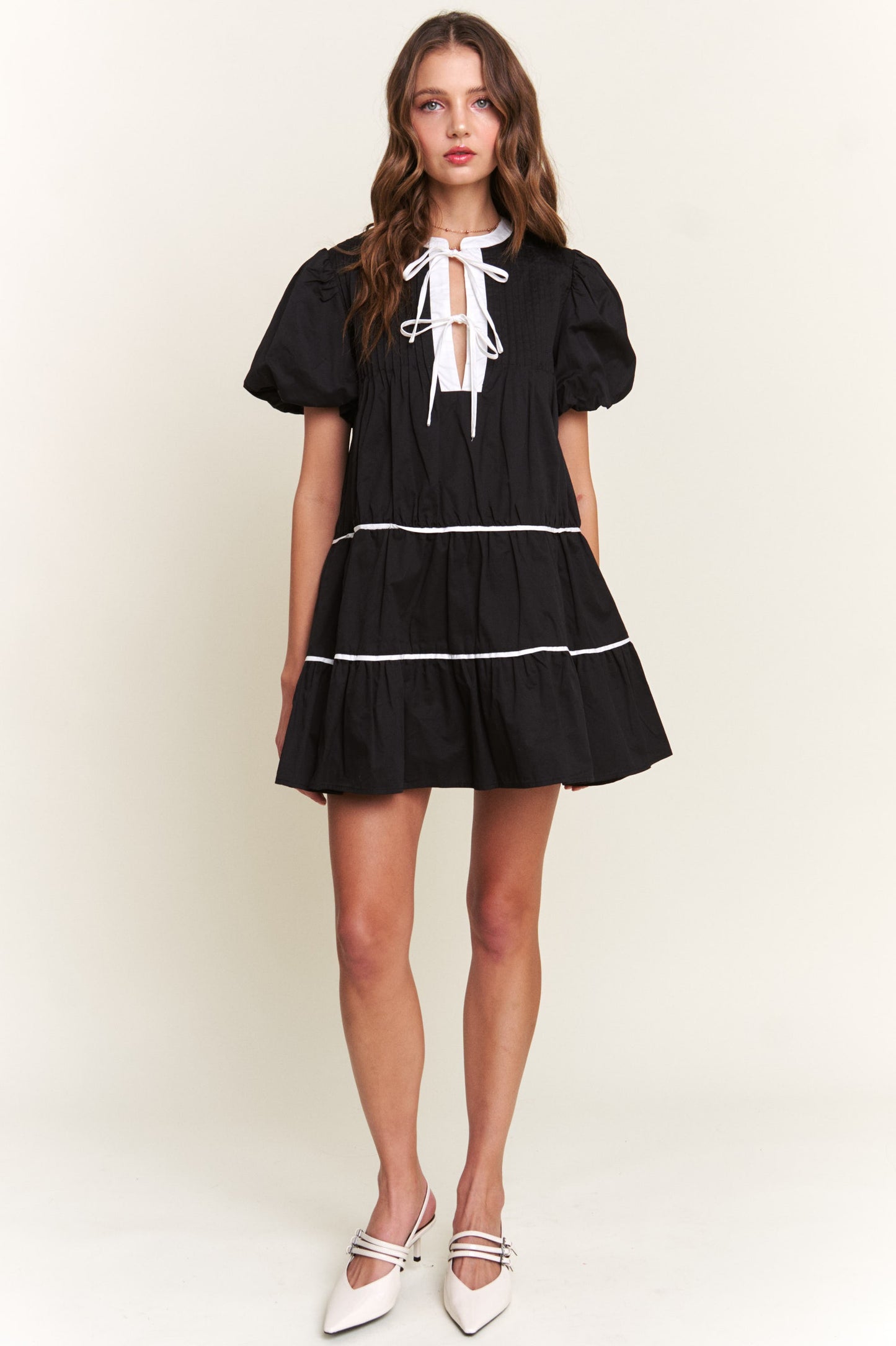 Witching Hour Puff Sleeve Tiered Dress