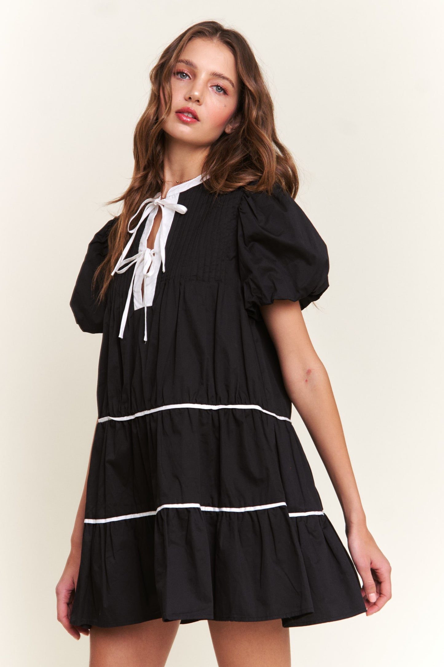 Witching Hour Puff Sleeve Tiered Dress