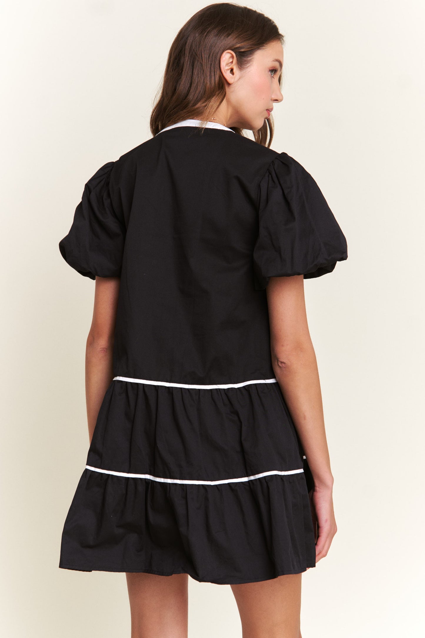 Witching Hour Puff Sleeve Tiered Dress