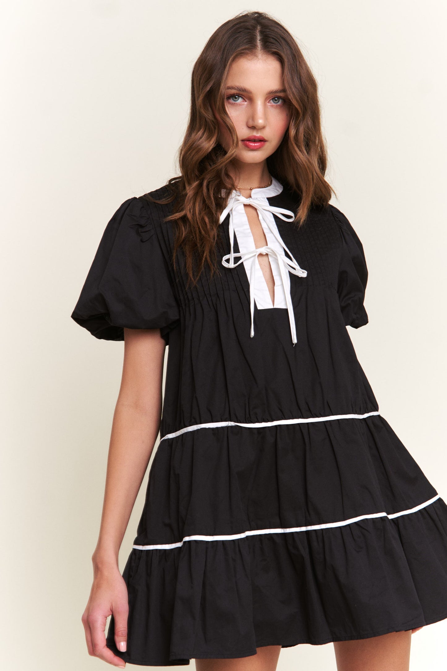 Witching Hour Puff Sleeve Tiered Dress