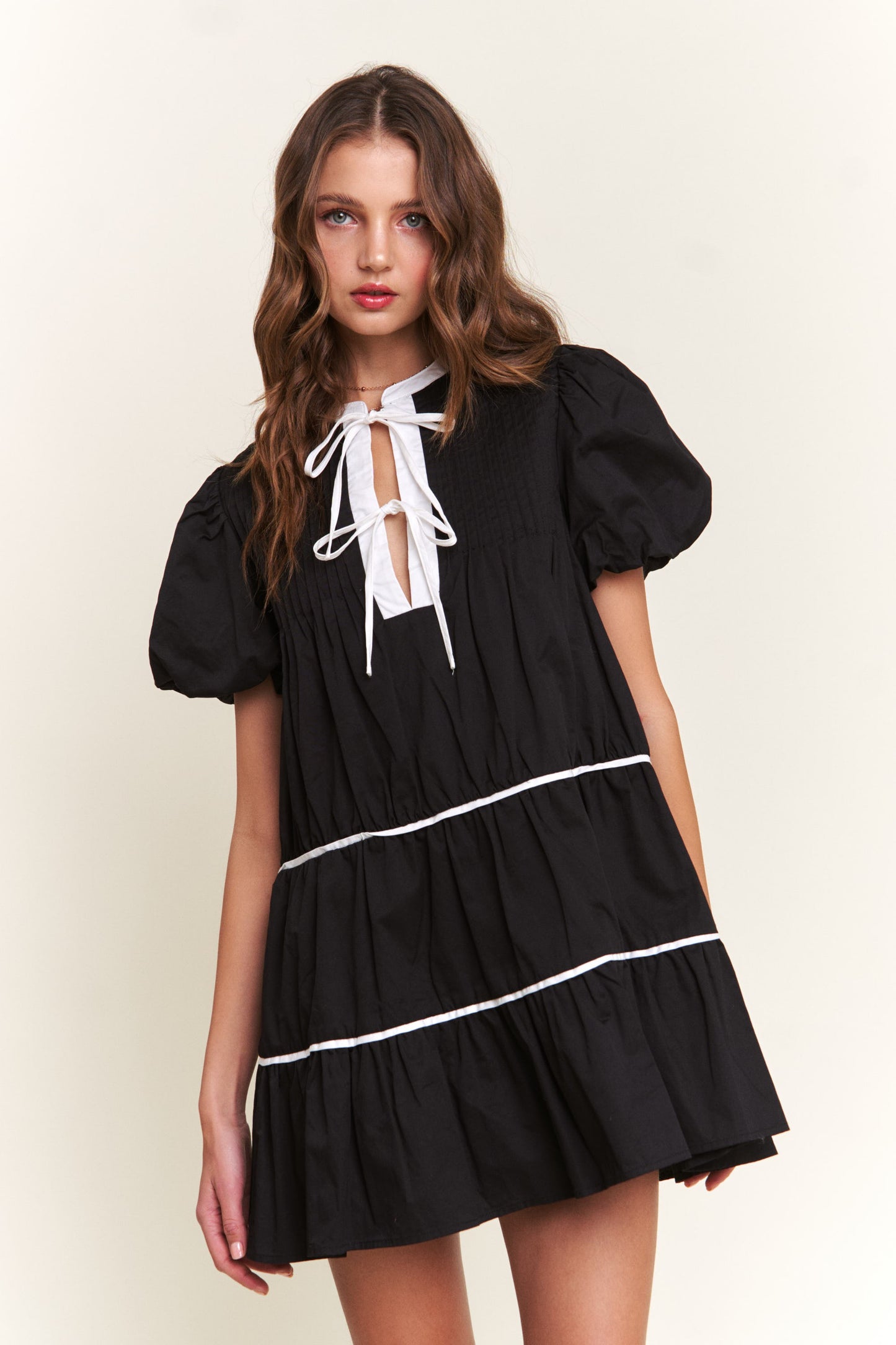 Witching Hour Puff Sleeve Tiered Dress