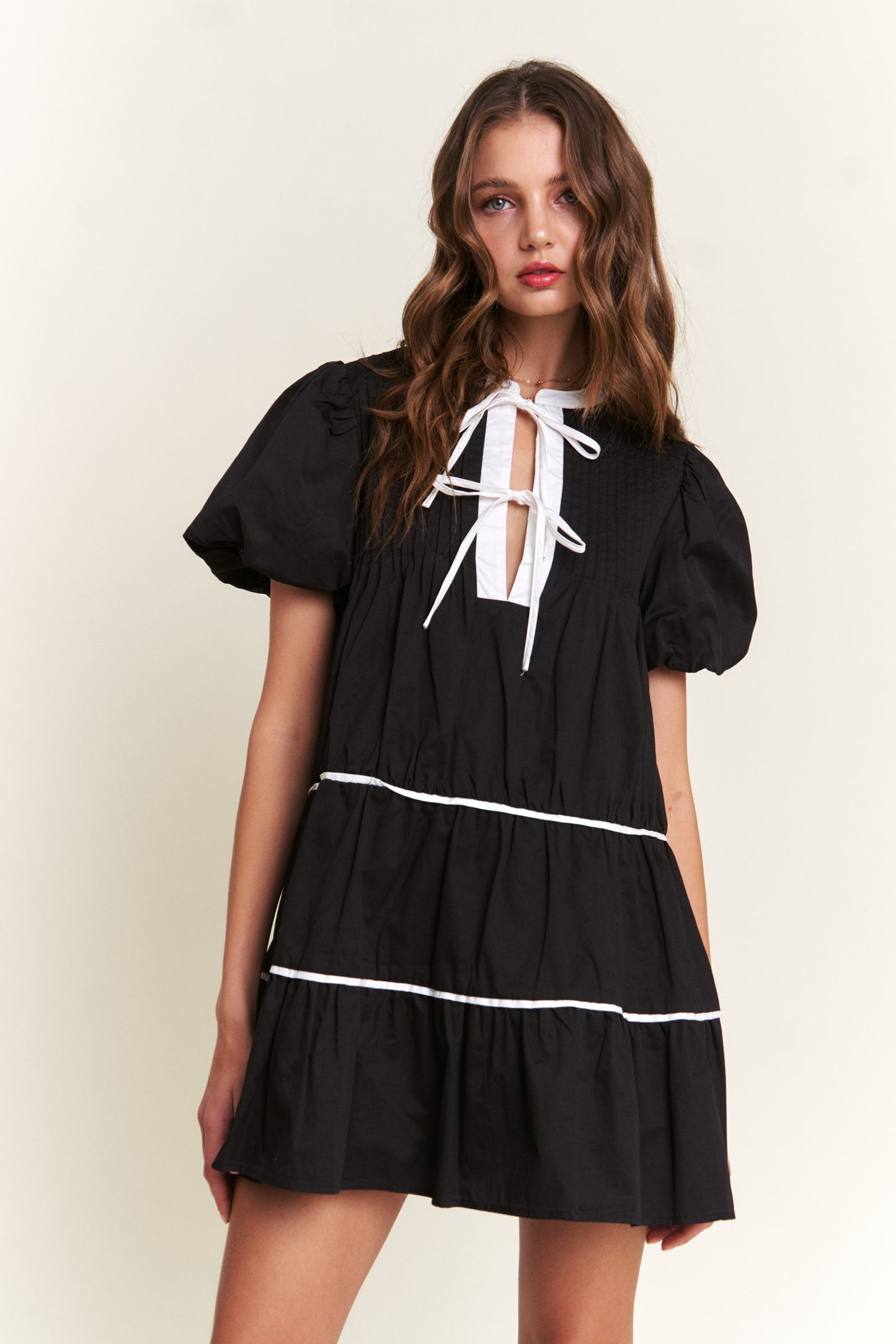 Witching Hour Puff Sleeve Tiered Dress
