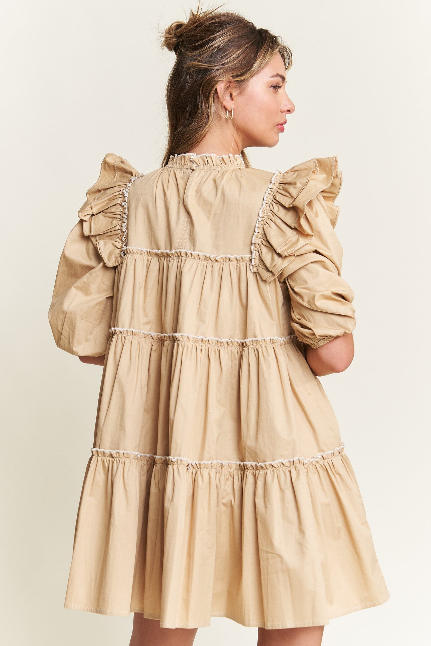 Giving Season Puff Sleeve Tiered Dress