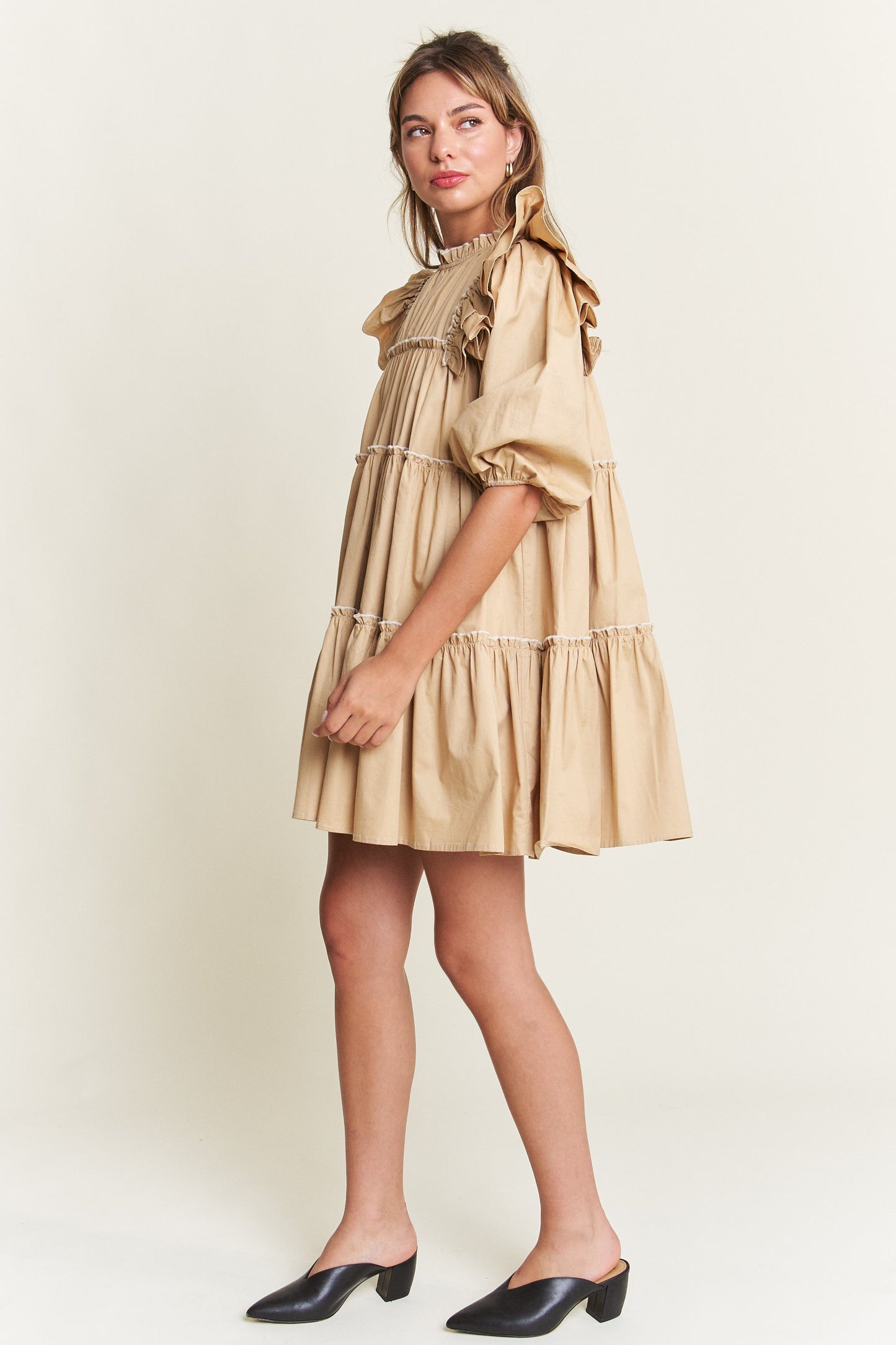 Giving Season Puff Sleeve Tiered Dress