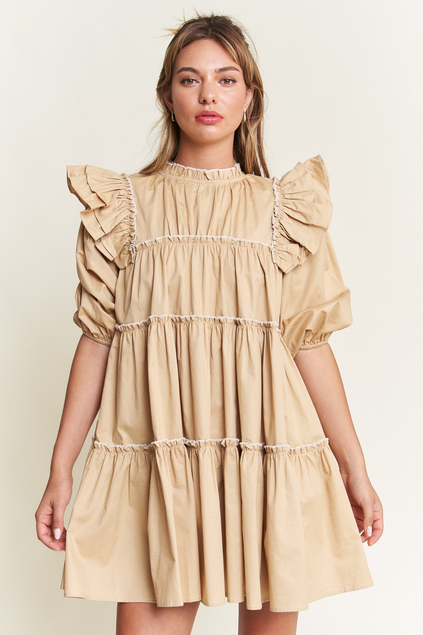 Giving Season Puff Sleeve Tiered Dress