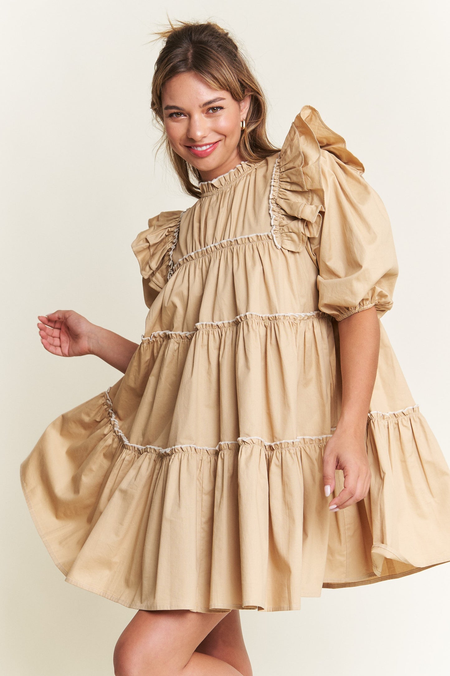 Giving Season Puff Sleeve Tiered Dress
