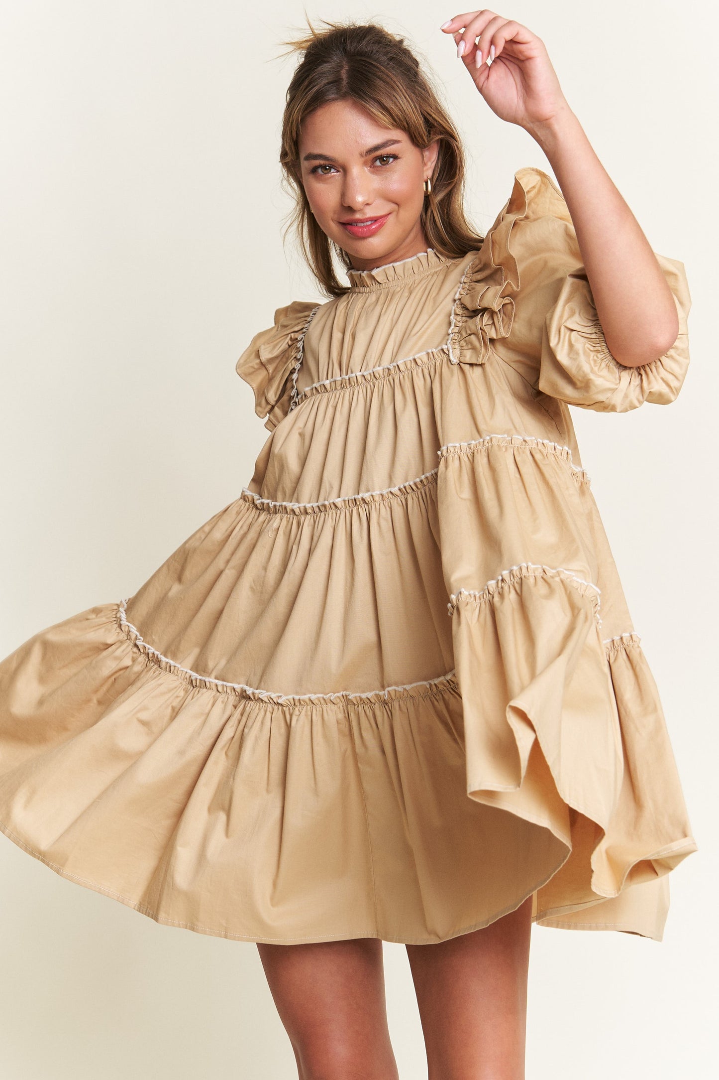 Giving Season Puff Sleeve Tiered Dress