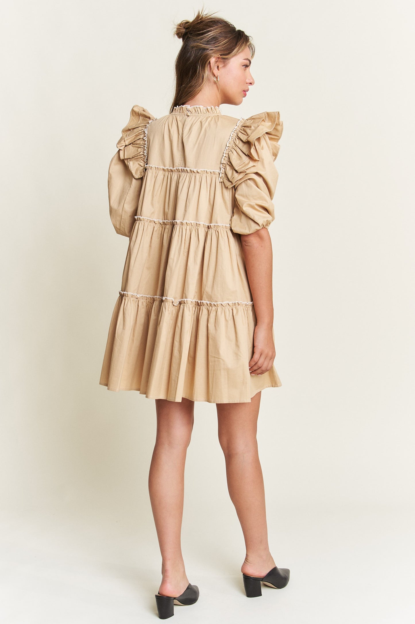 Giving Season Puff Sleeve Tiered Dress