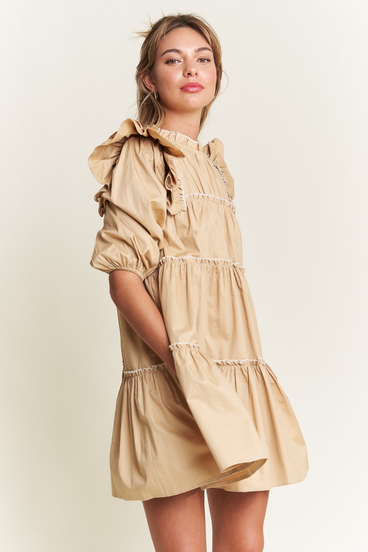Giving Season Puff Sleeve Tiered Dress