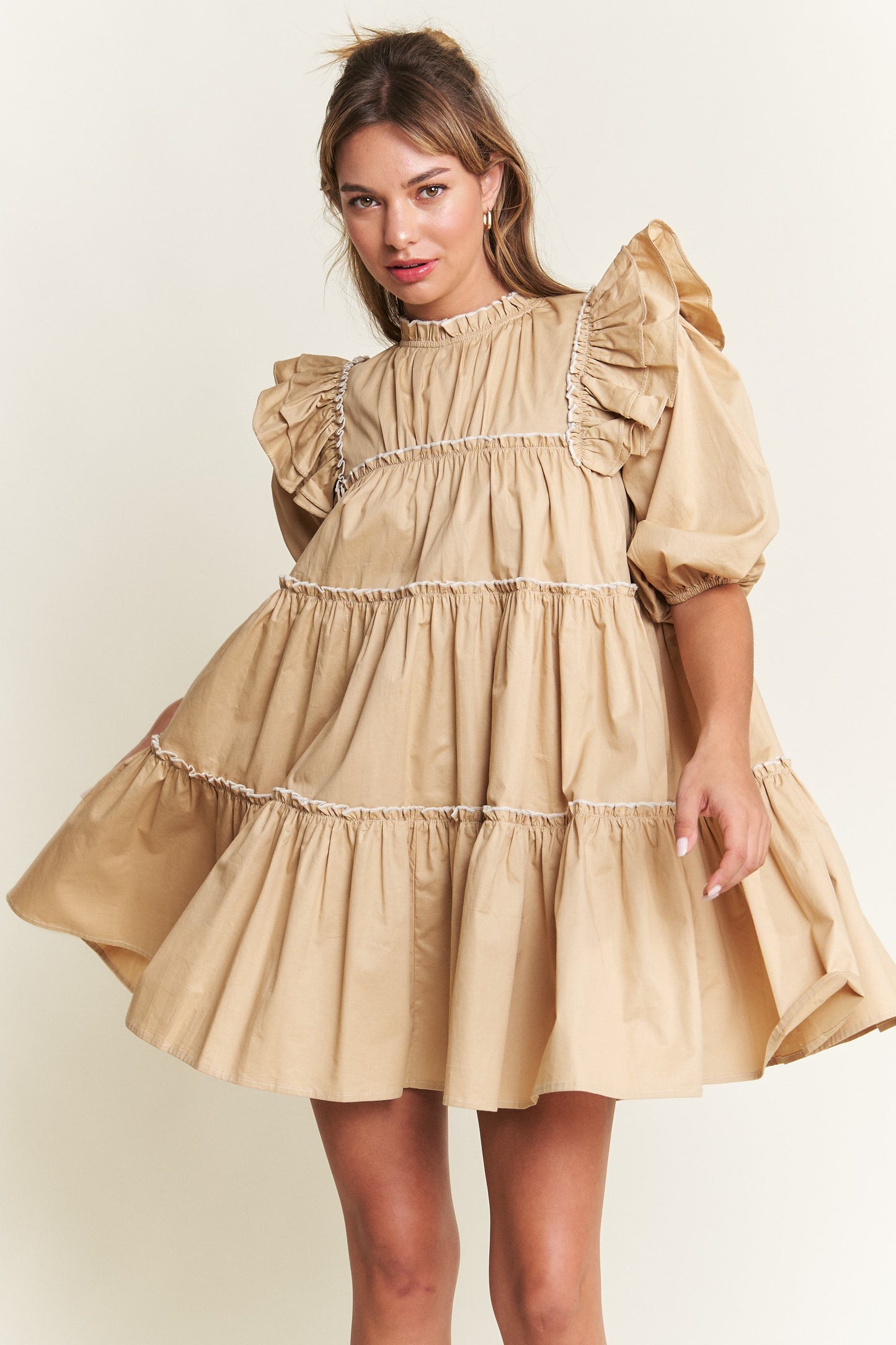 Giving Season Puff Sleeve Tiered Dress