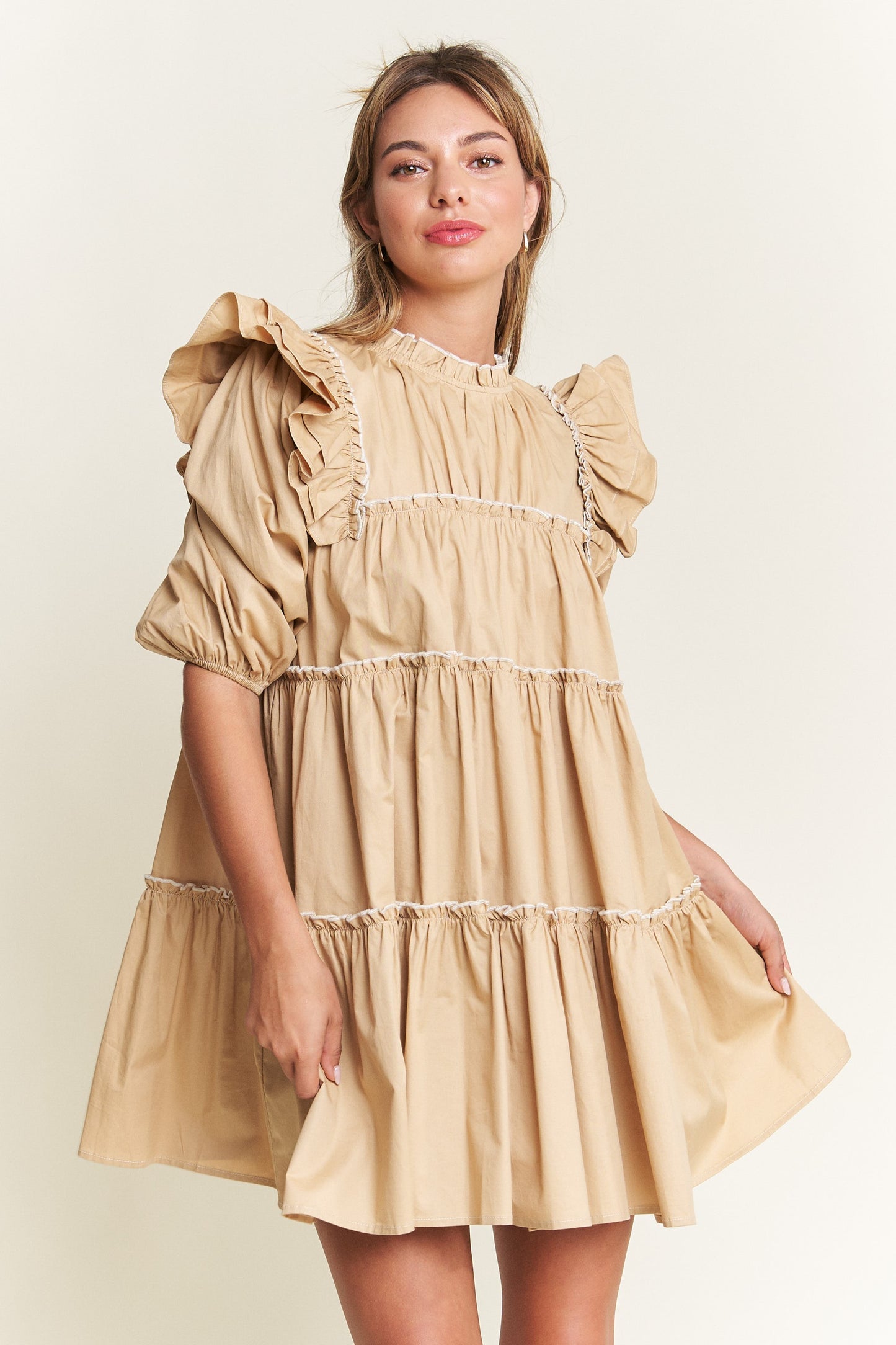 Giving Season Puff Sleeve Tiered Dress