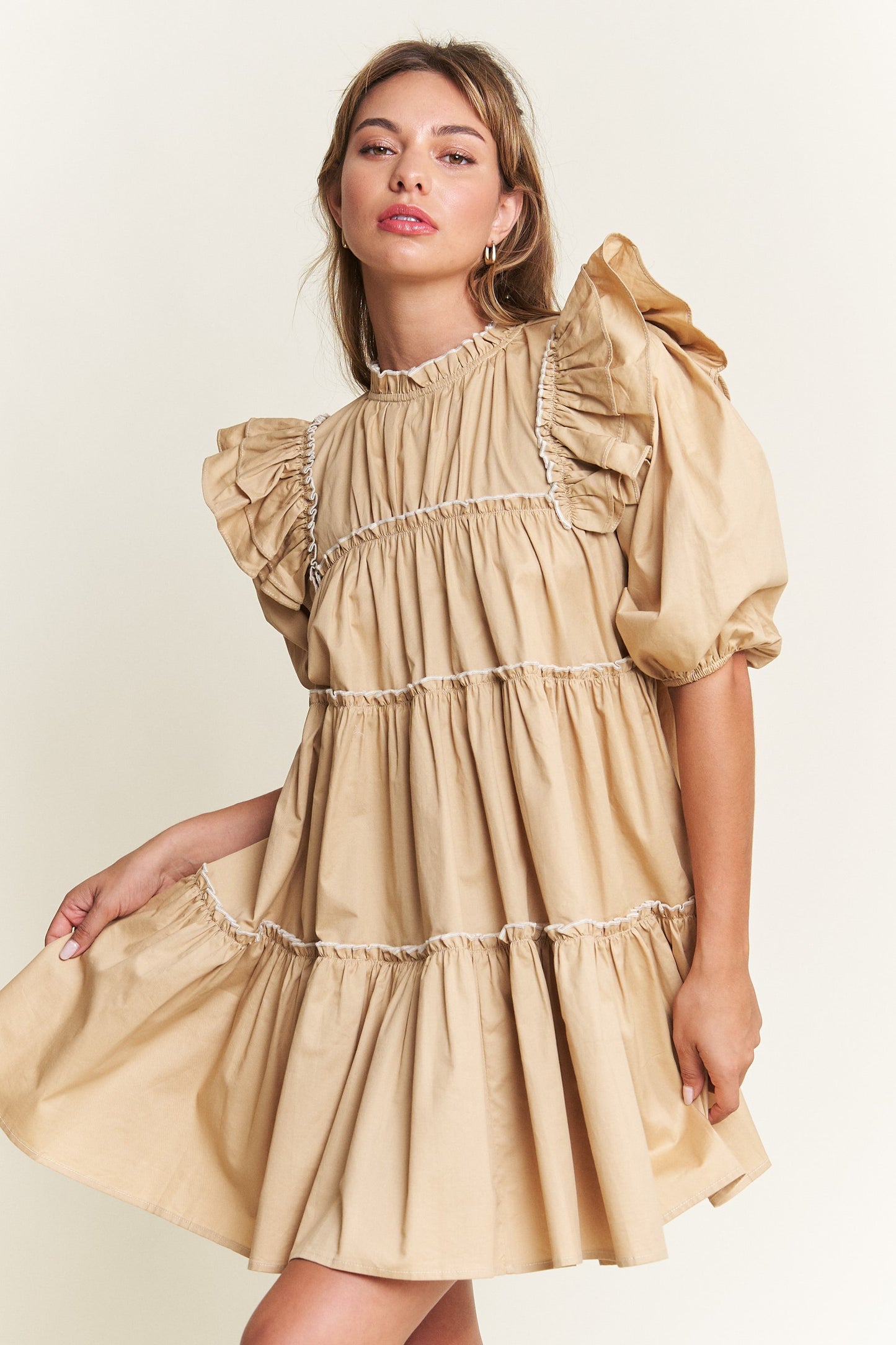 Giving Season Puff Sleeve Tiered Dress