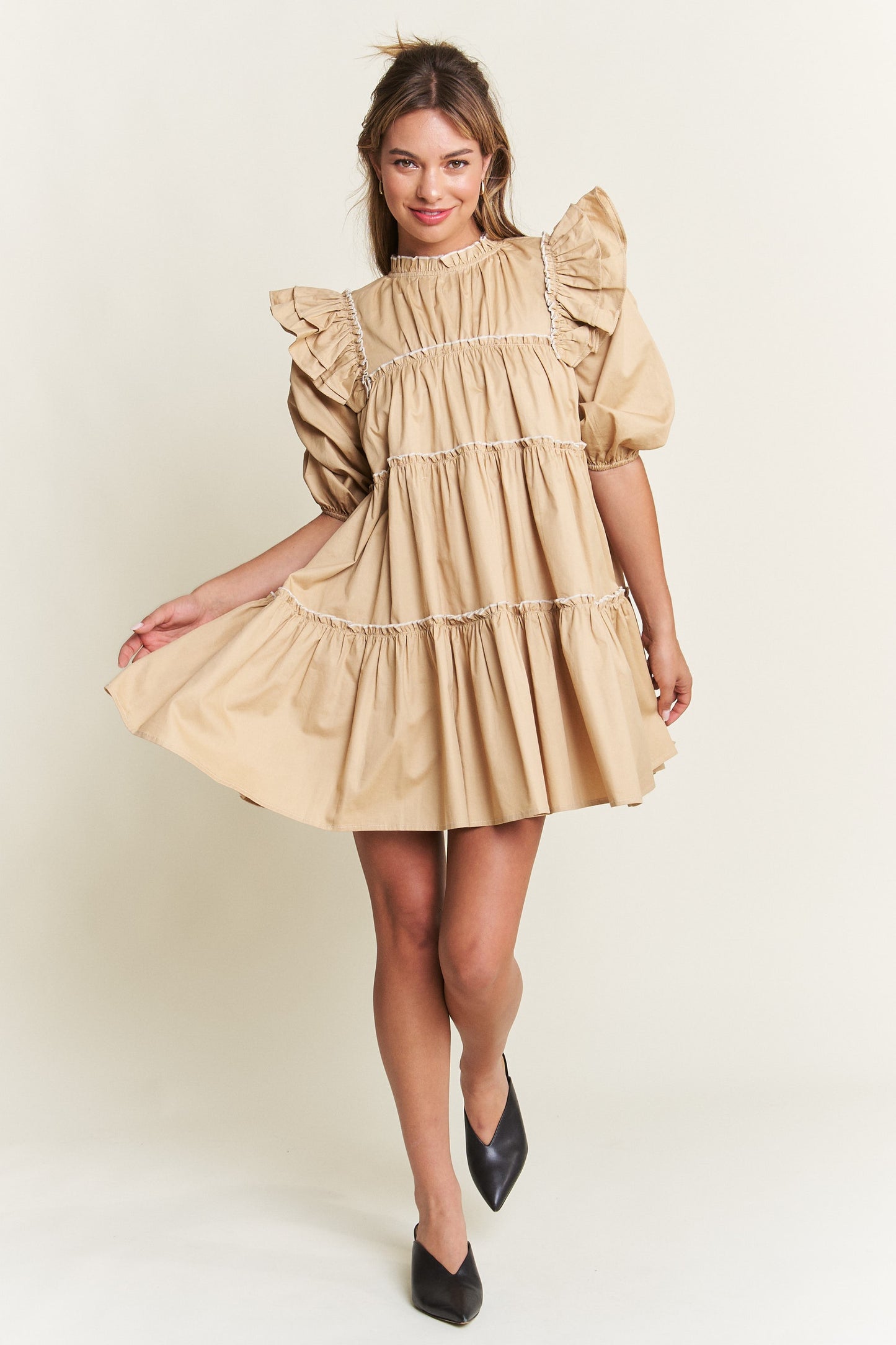 Giving Season Puff Sleeve Tiered Dress
