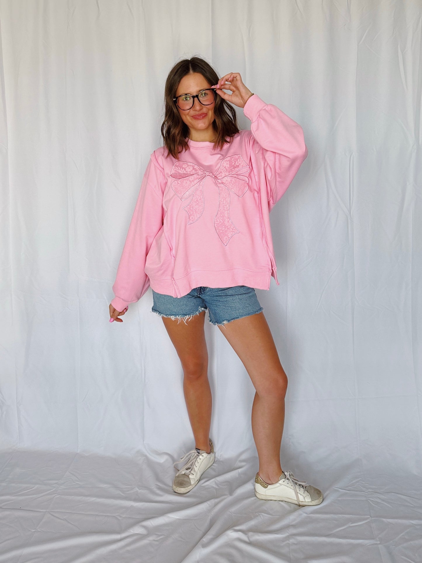 Dancing Through Life Lace Bow Sweatshirt