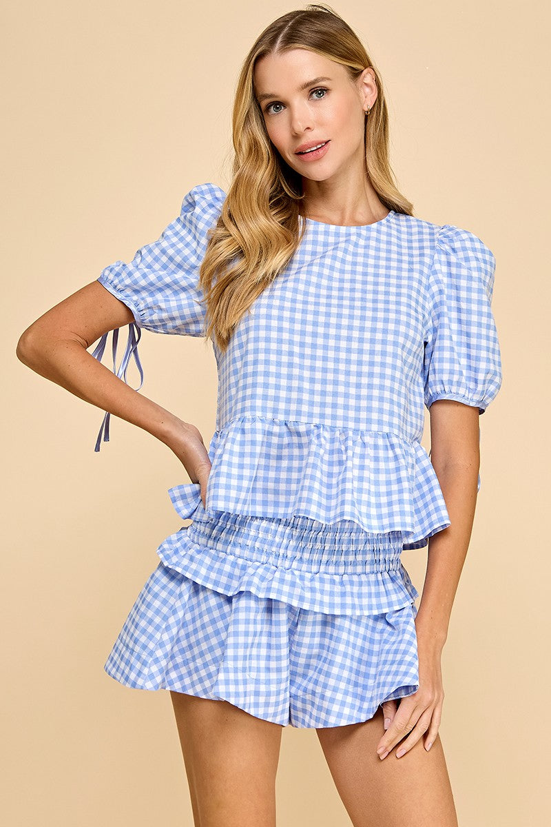 9 to 5 Gingham Top & Shorts Set
