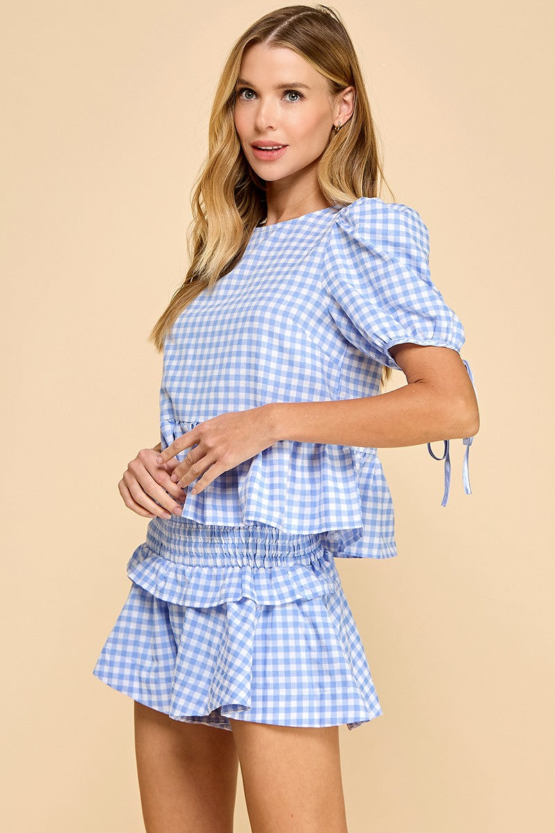 9 to 5 Gingham Top & Shorts Set