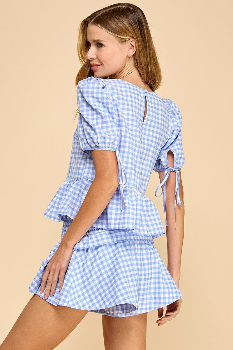 9 to 5 Gingham Top & Shorts Set