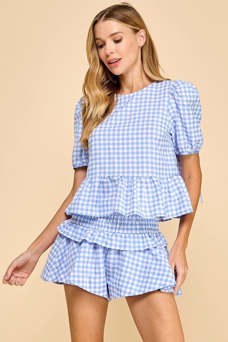 9 to 5 Gingham Top & Shorts Set