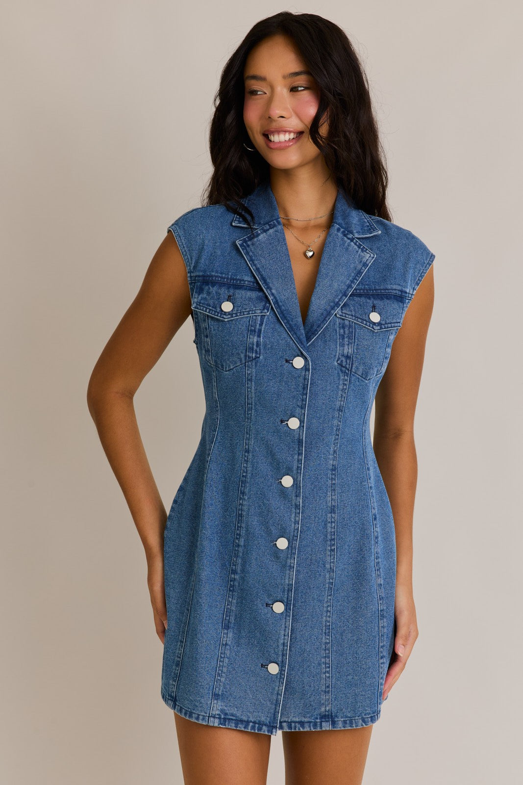 Oklahoma Smokeshow Denim Button Down Dress