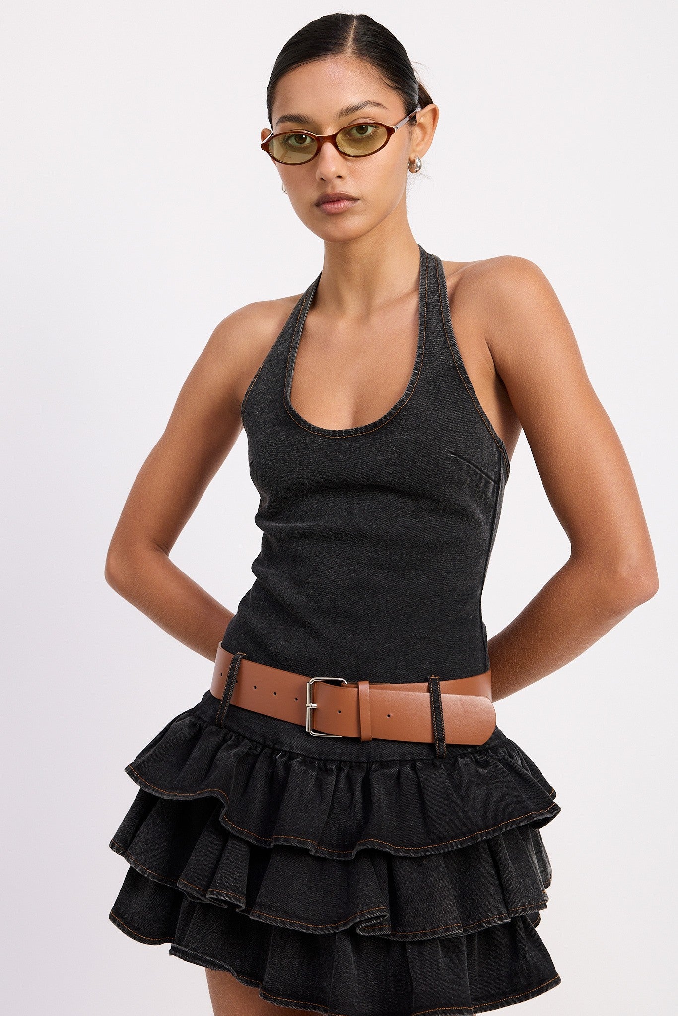Country Boy's Dream Girl Belted Denim Dress
