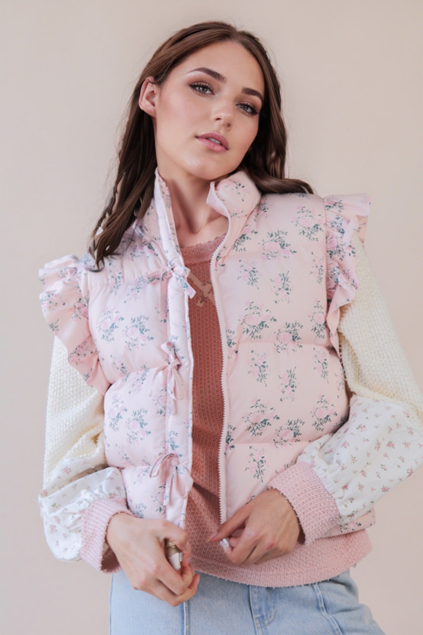 Sweet Pea Floral Puffer Vest