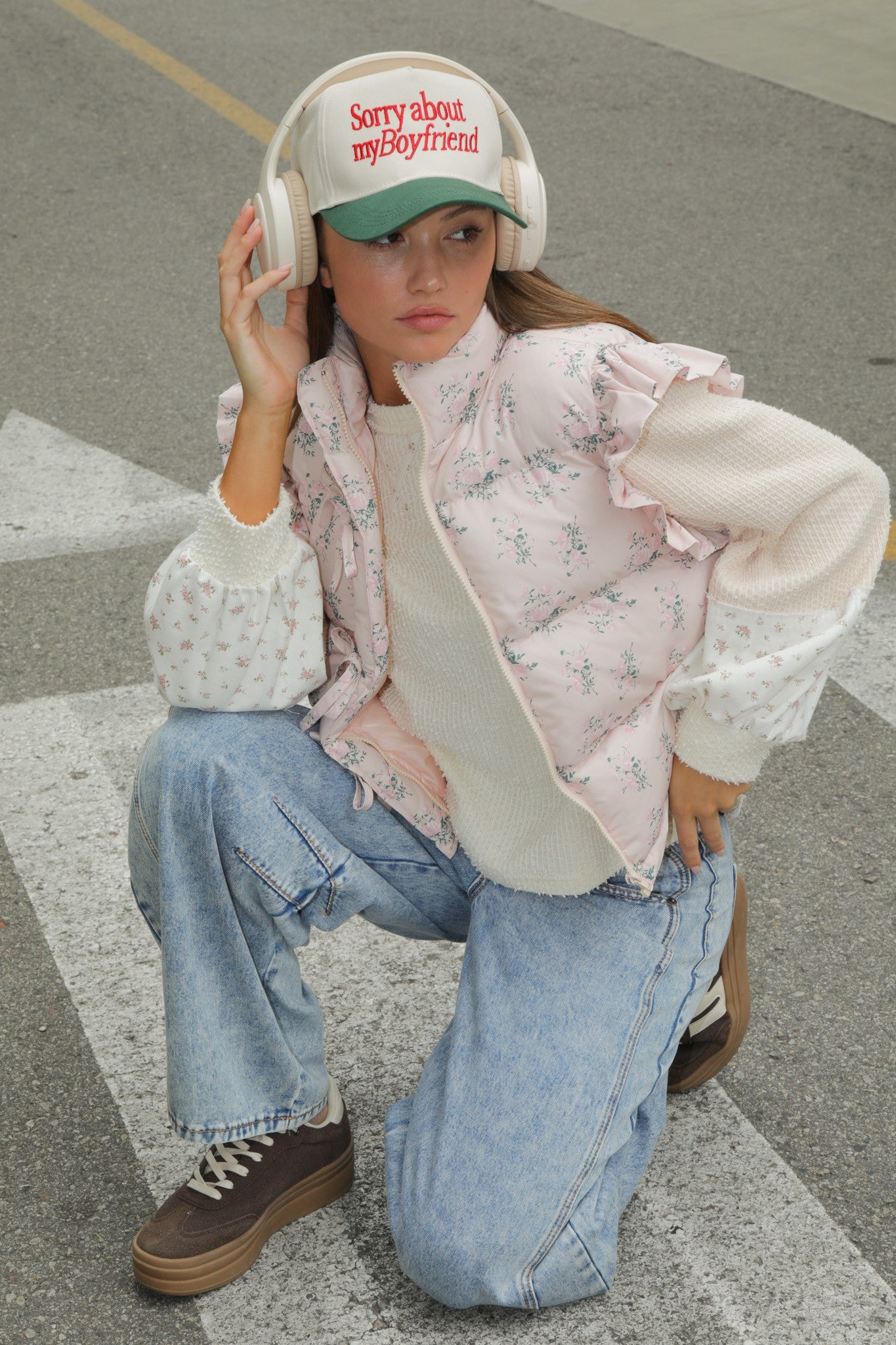 Sweet Pea Floral Puffer Vest