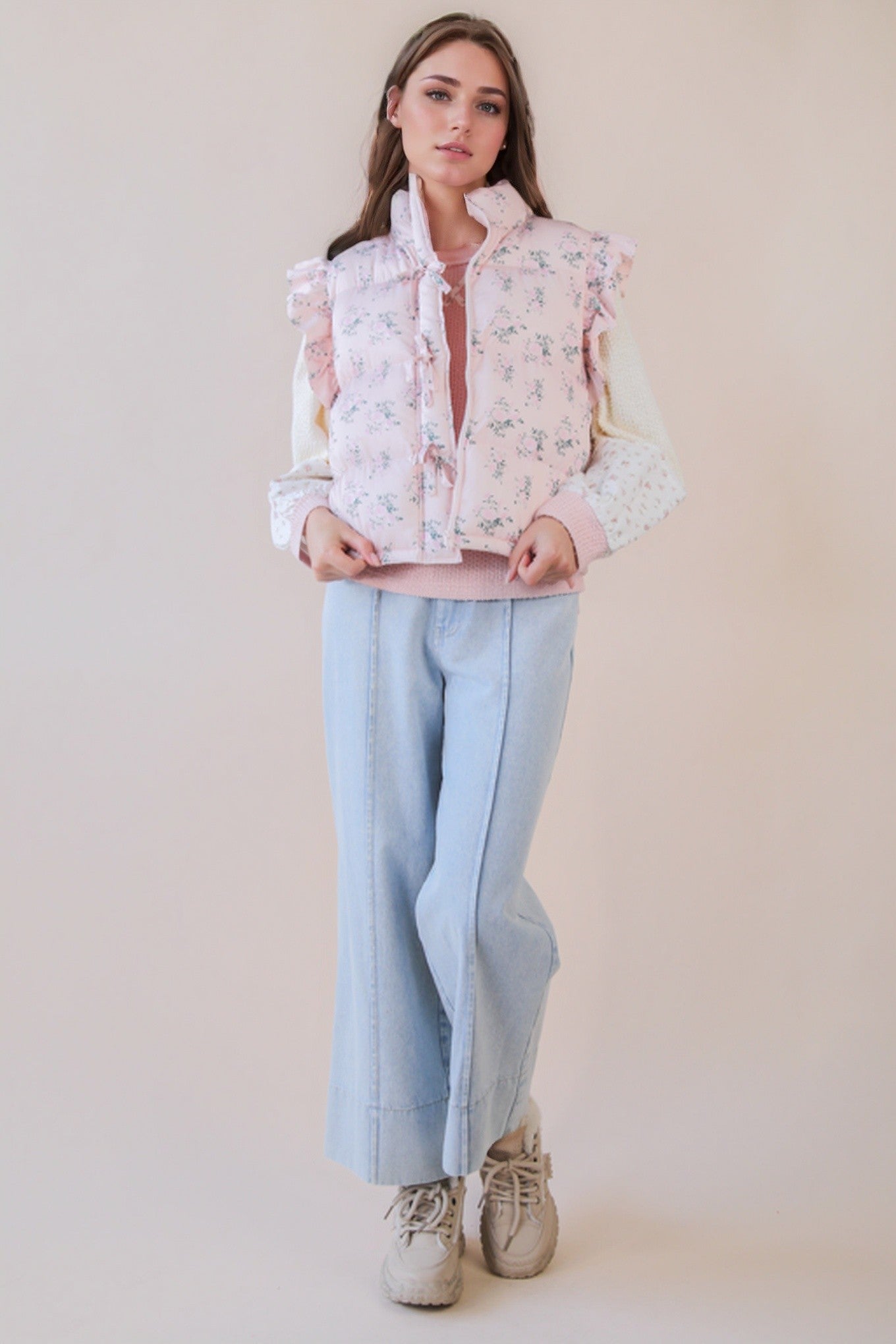 Sweet Pea Floral Puffer Vest