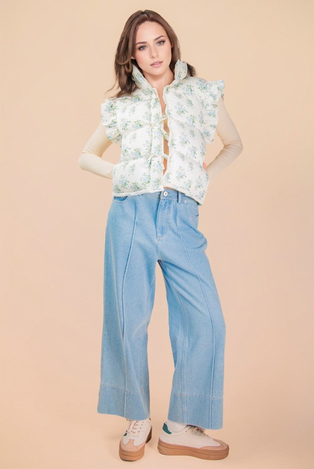 Sweet Pea Floral Puffer Vest