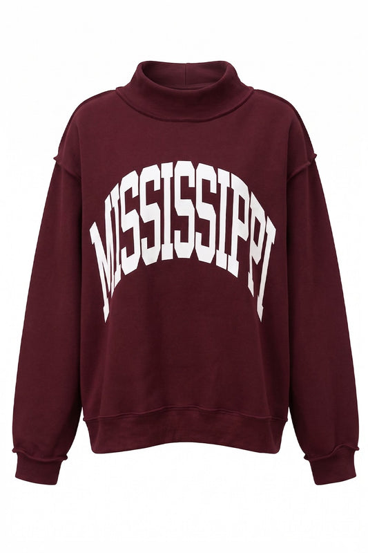PREORDER: Mississippi/MS Reversible Mock Neck Sweatshirt (EARLY NOVEMBER)