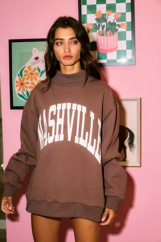 Nashville/Broadway Reversible Mock Neck Sweatshirt